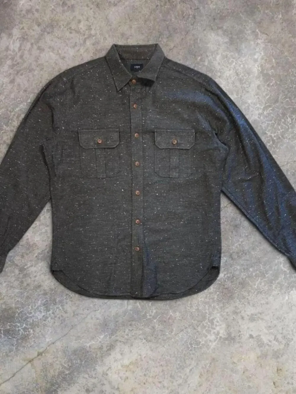 J.Crew Grey Speckled Button-Up Shirt Men's Sz L | Fleck Fabric | Casual Prep